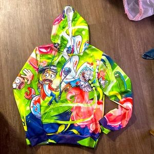 2/$20 Rick and Morty all over print hoodie. M